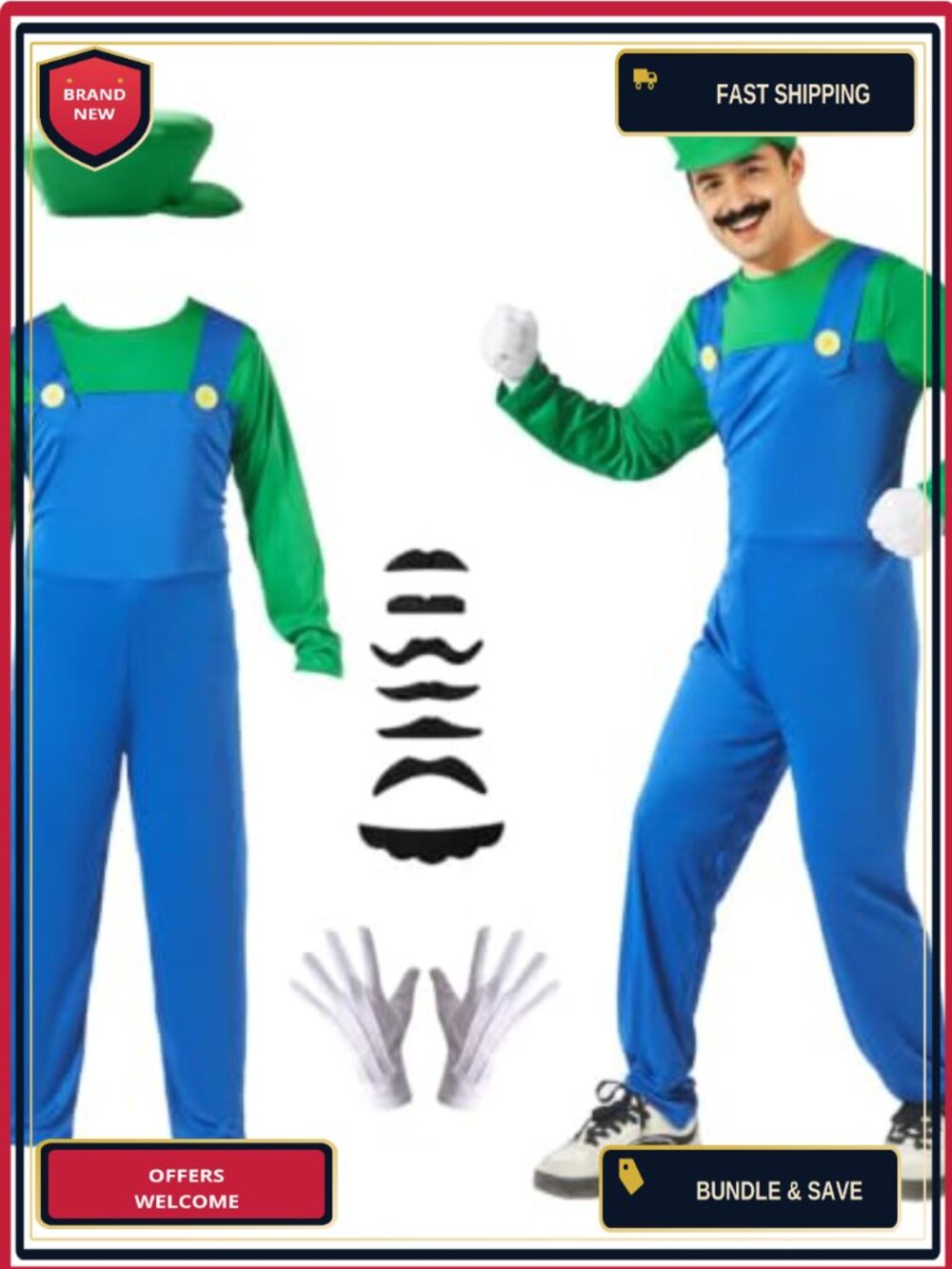 Men Halloween Cosplay Costume Jumpsuit Set Accessories 100% Polyester